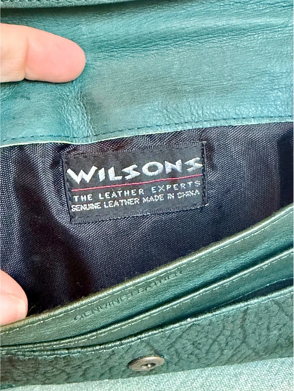 Wilsons Leather Teal Green Crossbody Bag Wallet Purse Pebbled Leather